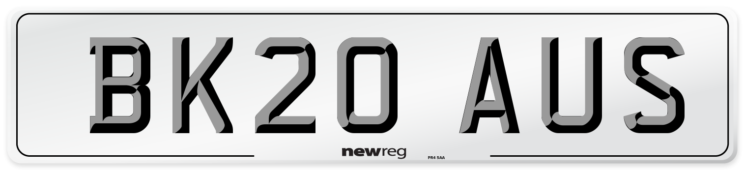BK20 AUS Number Plate from New Reg